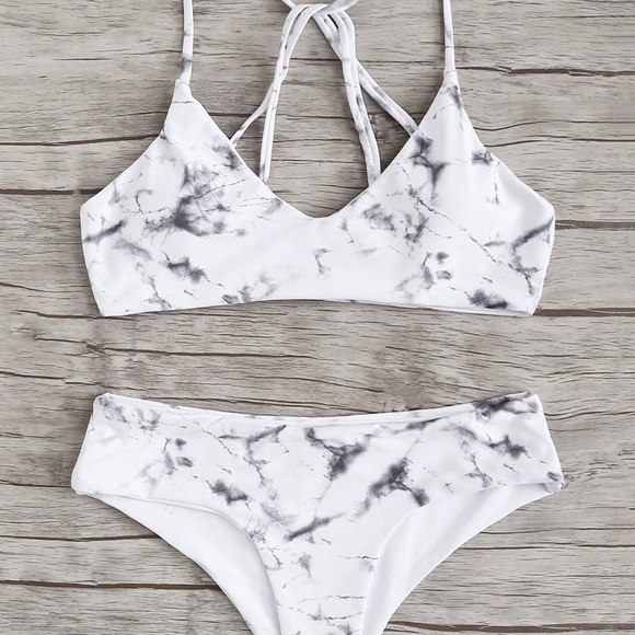 Marble Cross Back Bikini - Picture 3 of 3